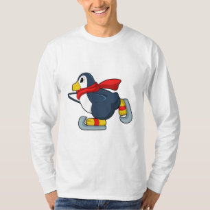 T-shirt Pingouin au patinage sur glace avec patins sur gla