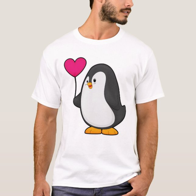 T-shirt Pingouin avec ballon cardiaque (Devant)