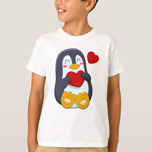 T-shirt Pingouin avec coeur (Devant)