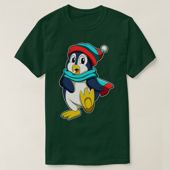 T-shirt Pingouin avec Écharpe et Casquette (Design devant)