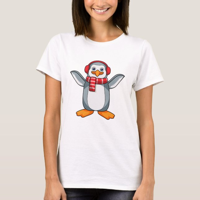 T-shirt Pingouin avec écran et casque (Devant)