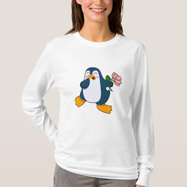 T-shirt Pingouin avec fleur de rosa (Devant)