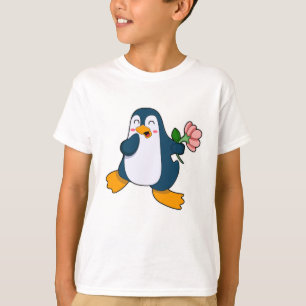 T-shirt Pingouin avec fleur de rosa