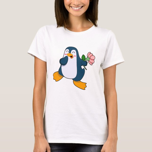 T-shirt Pingouin avec fleur de rosa (Devant)