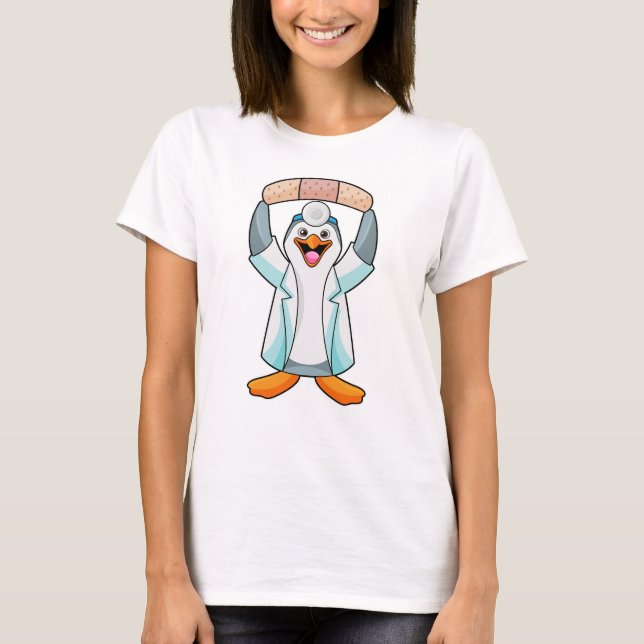 T-shirt Pingouin comme docteur avec plâtre (Devant)