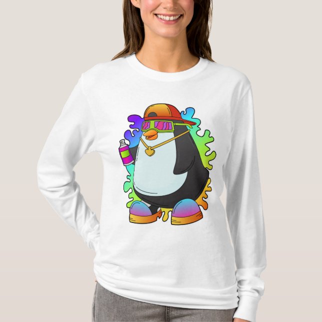 T-shirt Pingouin comme peintre avec Spray (Devant)