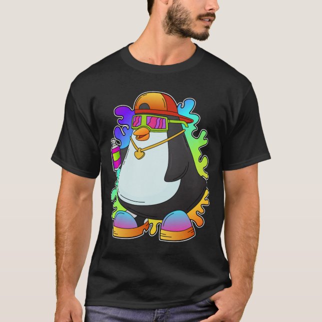 T-shirt Pingouin comme peintre avec Spray (Devant)