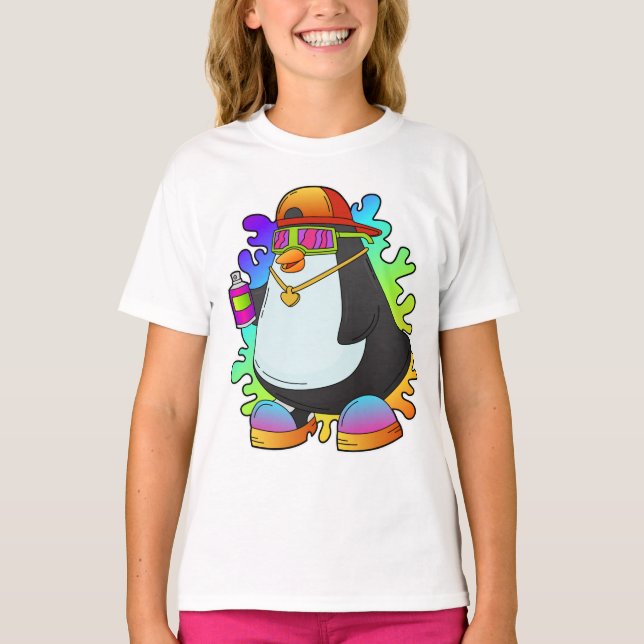 T-shirt Pingouin comme peintre avec Spray (Devant)