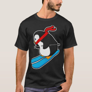 T-shirt Pingouin comme skieur avec Ski 1