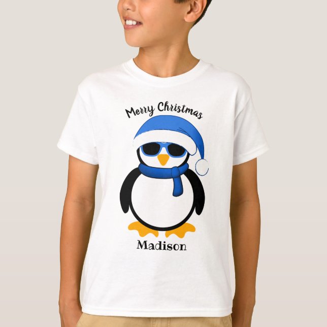 T-shirt Pingouin cool mignon Noël hiver Personnaliser (Devant)
