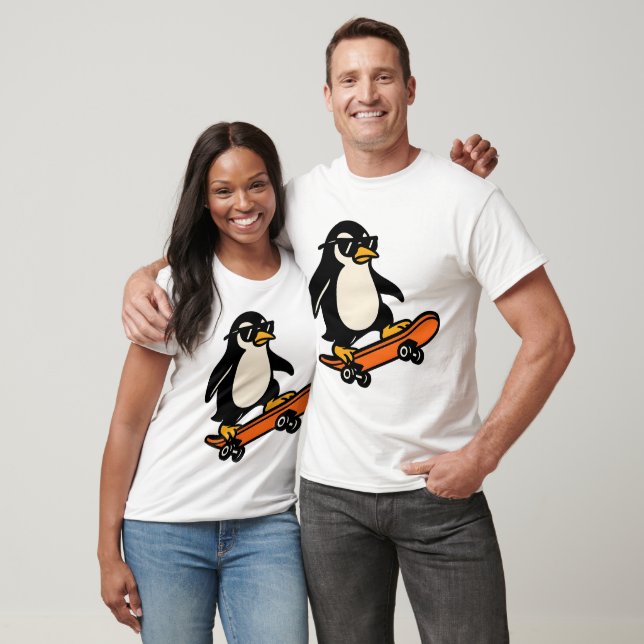 T-shirt Pingouin cool sur skateboard (Unisexe)