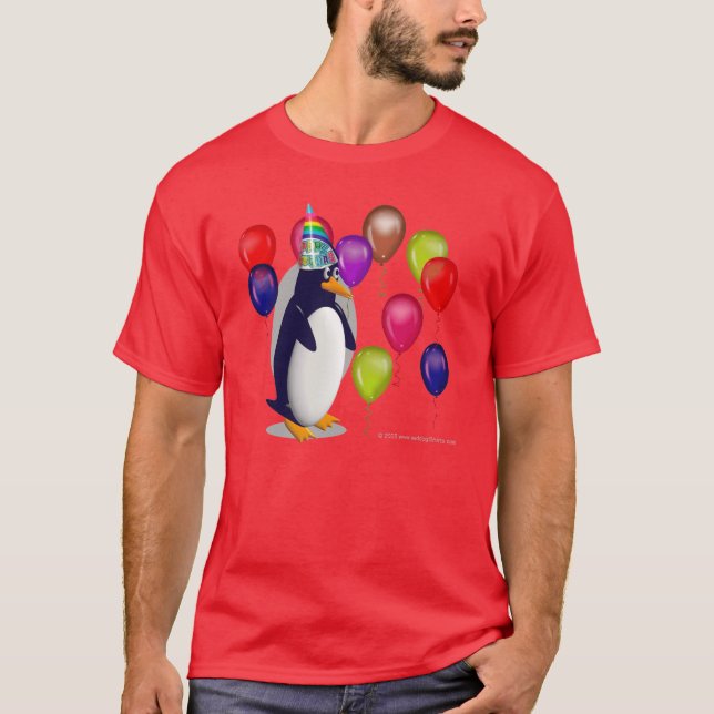 T-shirt pingouin d'anniversaire (Devant)
