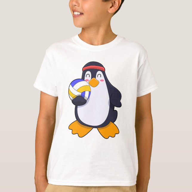 T-shirt Pingouin dans les sports de volleyball (Devant)