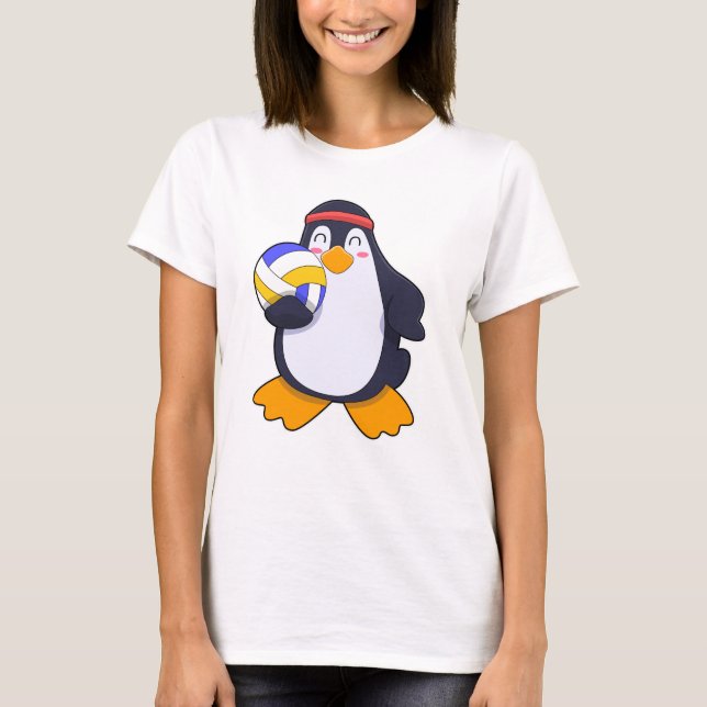 T-shirt Pingouin dans les sports de volleyball (Devant)