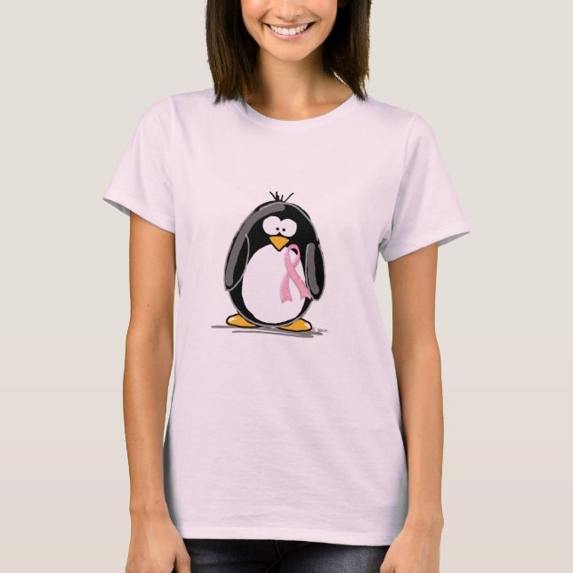 T-shirt Pingouin de cancer du sein (Devant)
