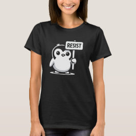 T-shirt Pingouin de dessin animé portant le signe "RESIST"