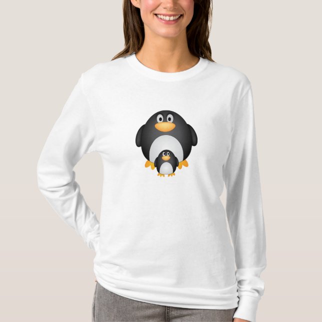T-shirt Pingouin de maman/papa et de bébé (Devant)