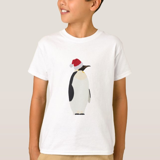 T-shirt Pingouin de Noël drôle animal avec chapeau de Père (Devant)