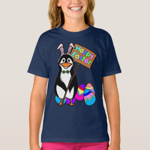 T-shirt Pingouin de Pâques aux oeufs colorés