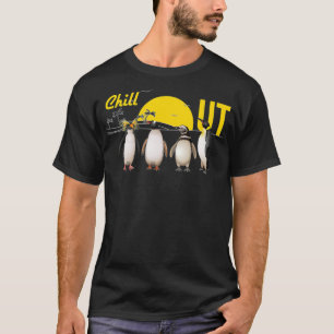 T-shirt Pingouin drôle Animal Pun Chill Out Sunset Vintage