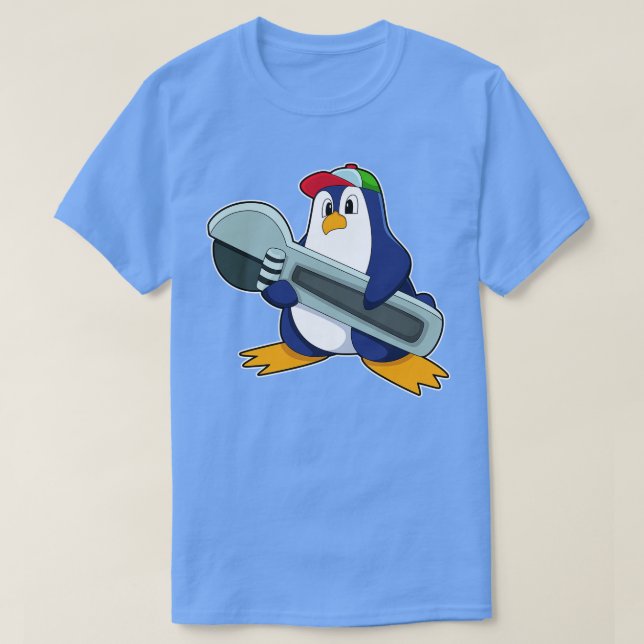 T-shirt Pingouin en mécanique avec outil (Design devant)