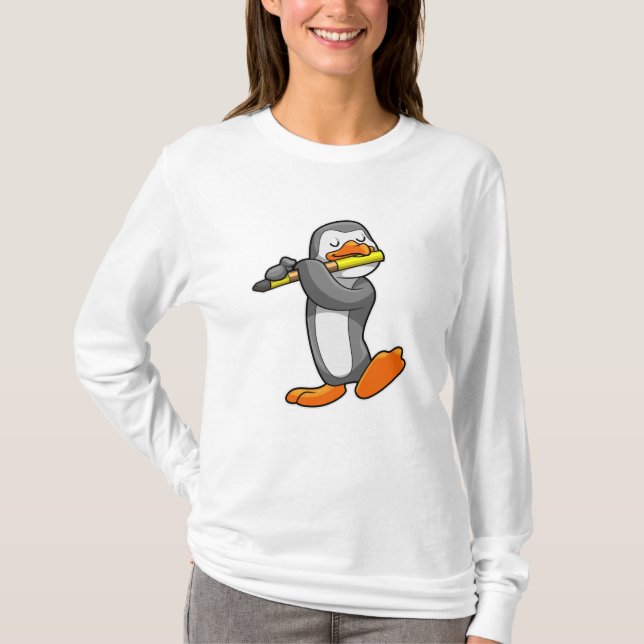 T-shirt Pingouin en musique avec Flûte (Devant)