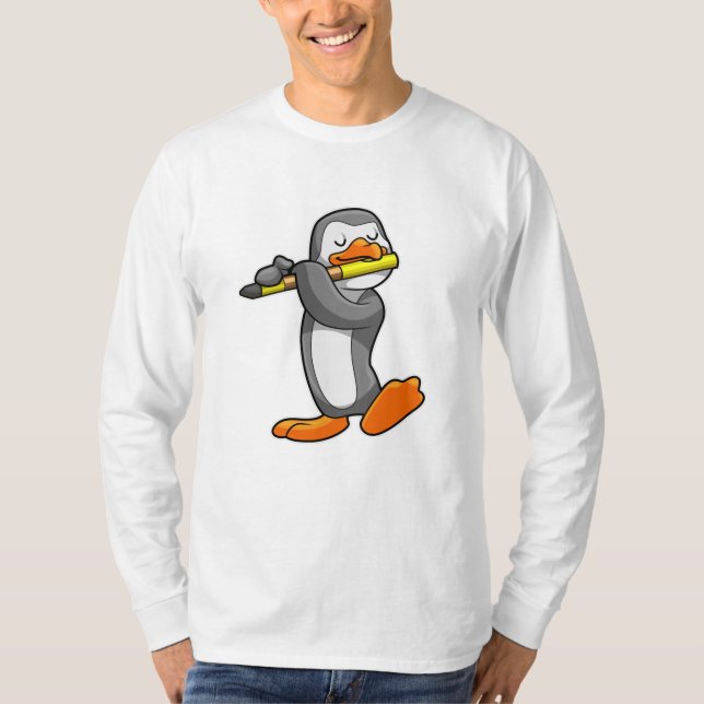 T-shirt Pingouin en musique avec Flûte (Devant)
