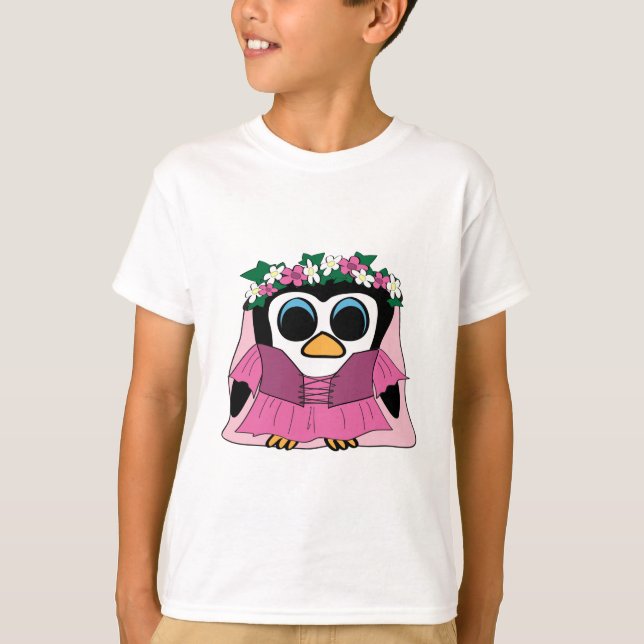 T-shirt Pingouin féminin en tenue Renaissance (Devant)