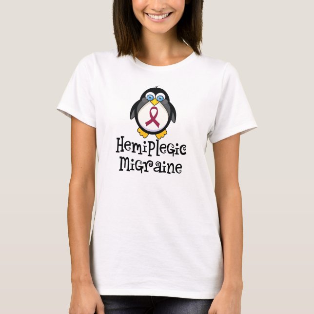 T-shirt Pingouin hémiplégique de conscience de migraine (Devant)