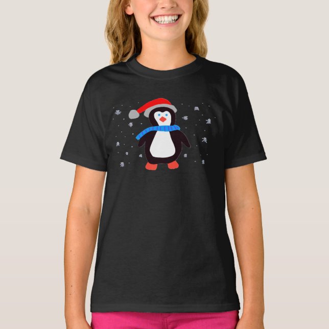 T-shirt Pingouin hivernal neige (Devant)