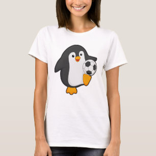 T-shirt Pingouin joueur de football avec balle de football