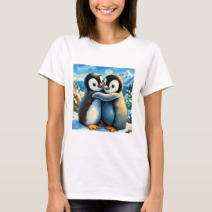 T-shirt Pingouin jumeaux heureux pieds bleu