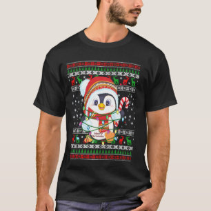 T-shirt Pingouin lumières de Noël Santa Hat Vilain Noël