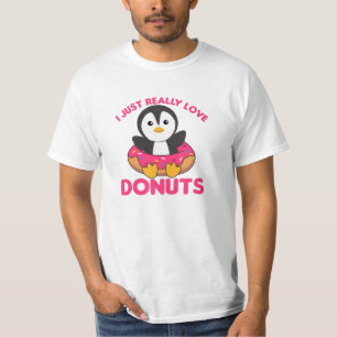 T-shirt Pingouin mignon Animaux Amusants En Rose De Donut