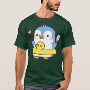 T-shirt Pingouin mignon avec flotteur de bassin de canard