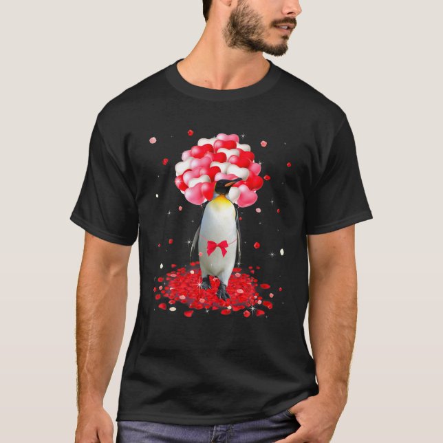 T-shirt Pingouin mignon Saint Valentin Cadeau Coeur Animau (Devant)