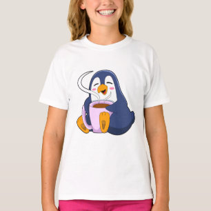 T-shirt Pingouin with Cup of Coffee