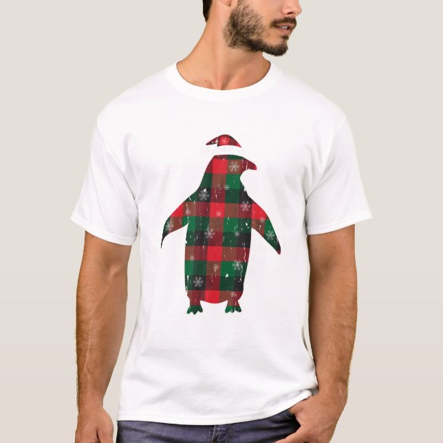 T-shirt Pingouins de buffle vert noir (Devant)