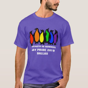 T-shirt Pingouins faits sur commande d'arc-en-ciel de