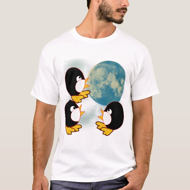 T-shirt Pingouins hurlant à la lune (Devant)