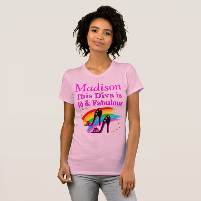 T-SHIRT PINK 40 & FABULEUX PERSONNALISÉ 40 ANS T SHIRT (Devant entier)
