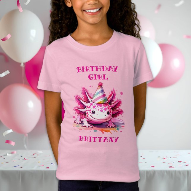 T-Shirt Pink Axolotl fille d'anniversaire personnalisée (Créateur téléchargé)