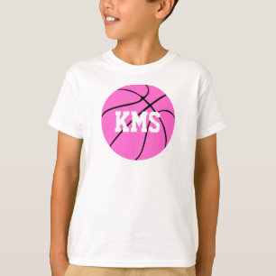 T-shirt Pink Basketball Personnalisé Lettres d'école / Num