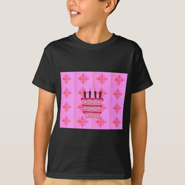 T-shirt Pink Bird Cake Art Imprimer (Devant)