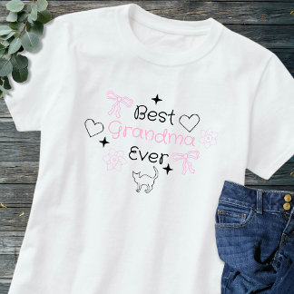 T-shirt Pink & Black Retro Hand Drawn Best Grandma Ever