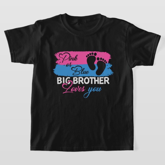 T-shirt Pink Blue Big Brother vous aime sexe révéler (Poser)