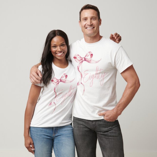 T-shirt Pink Bows Quatre-vingts moderne fête d'anniversair (Unisexe)