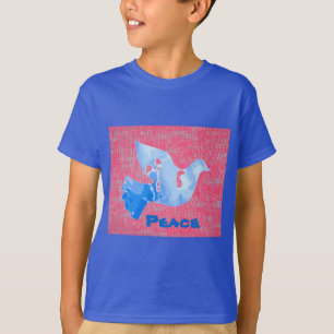 T-shirt Pink Burn Out Motif Peace Love Destiny Art