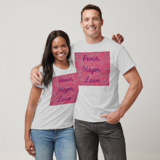 T-shirt Pink Burn Out Motif Peace Love Destiny Art