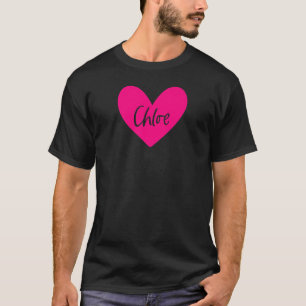 T-shirt Pink Chloe Nom Heart Love Femme Fille Ami Perso